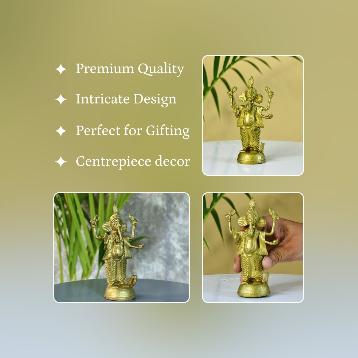 Dokra Ganesh: Brass Tabletop Masterpiece for Unique Home Decor - Dhokra - Sowpeace - Dhokra tabletop - Dokra