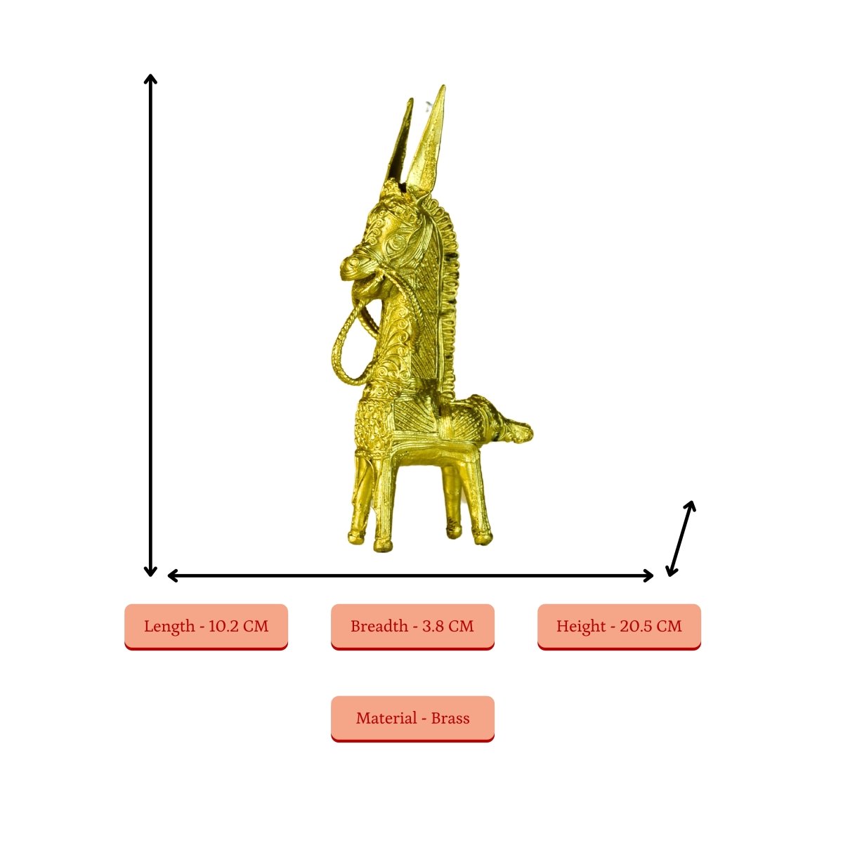 Dokra Horse: Brass Tabletop Decor Masterpiece - Dhokra - Sowpeace - Animal - Dhokra tabletop