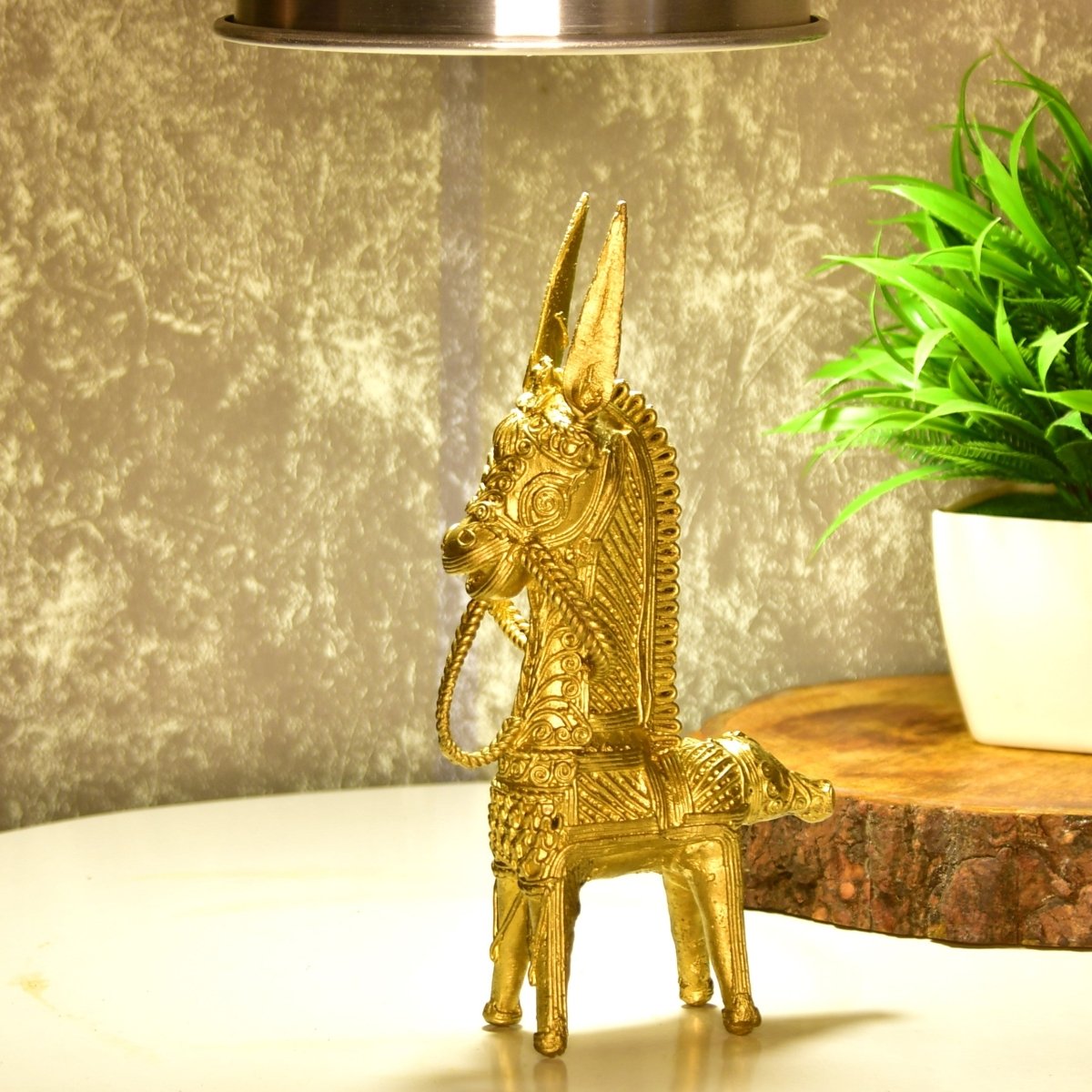 Dokra Horse: Brass Tabletop Decor Masterpiece - Dhokra - Sowpeace - Animal - Dhokra tabletop