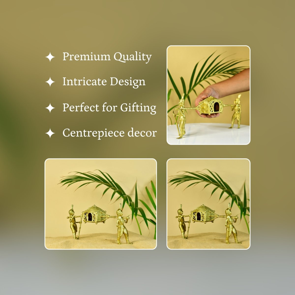 Dokra Palki: Brass Tabletop Elegance Decor - Dhokra - Sowpeace - Dokra - New Arrivals