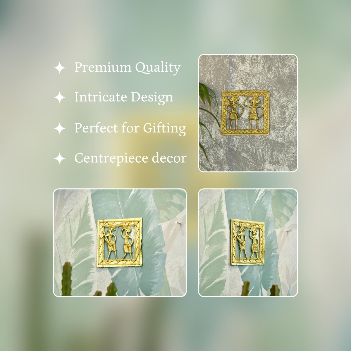 Dokra Squareplate: Artisan Brass Tabletop Elegance - Dhokra - Sowpeace - Dokra - New Arrivals