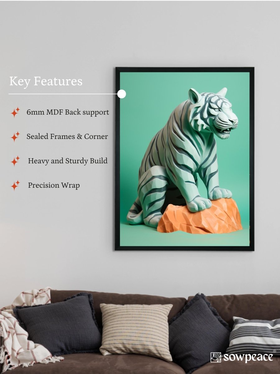 Frozen Form: Premium Abstract Tiger Canvas Wall Prints by Sowpeace – Handcrafted Indian - Inspired Art for Unique Winter Decor - Wall painting - Chitran by sowpeace - Frozen Form: Premium Abstract Tiger Canvas Wall Prints by Sowpeace – Handcrafted Indian - Inspired Art for Unique Winter Decor - Sowpeace