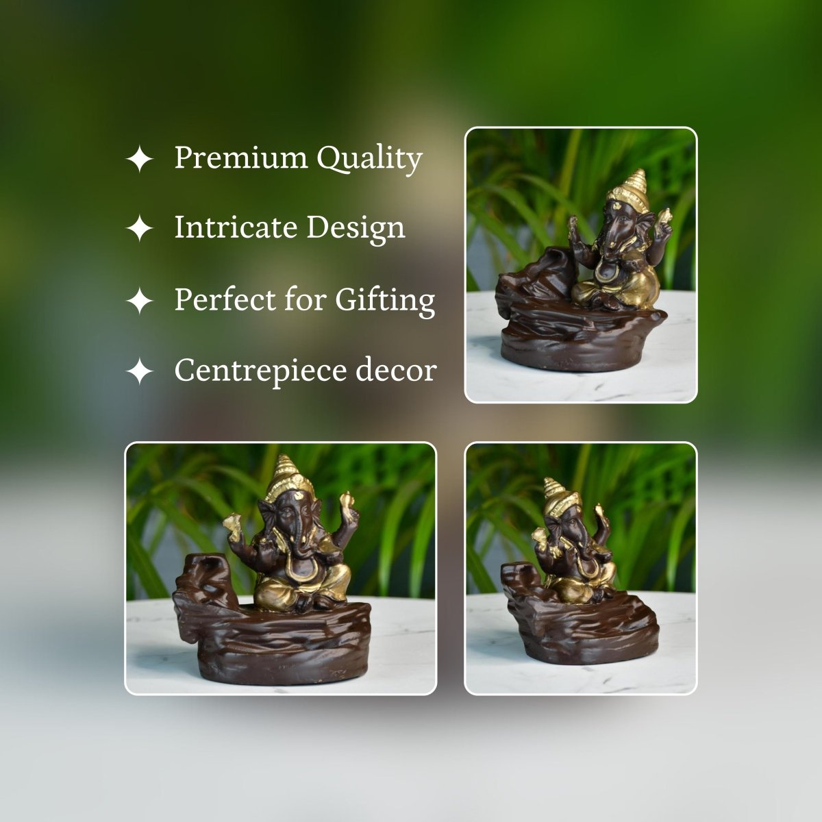 Golden Ganesh Resin Tabletop Decor by Sowpeace - Unique Home Showpiece - Decor - Sowpeace - 