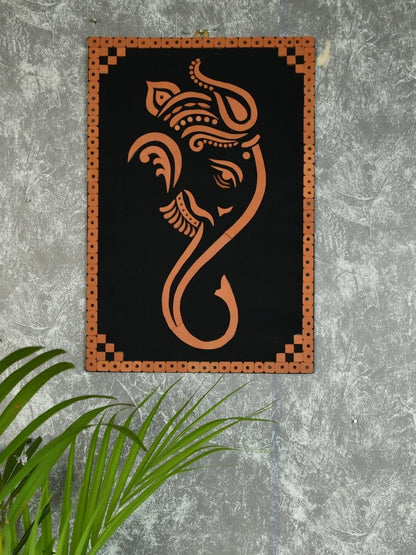 Handcrafted Abstract terracotta Ganesh Wall Art: Unique Home Decor --Sowpeace-Handcrafted Abstract terracotta Ganesh Wall Art: Unique Home Decor-Terr-WART-SANJ-LGNS-Sowpeace