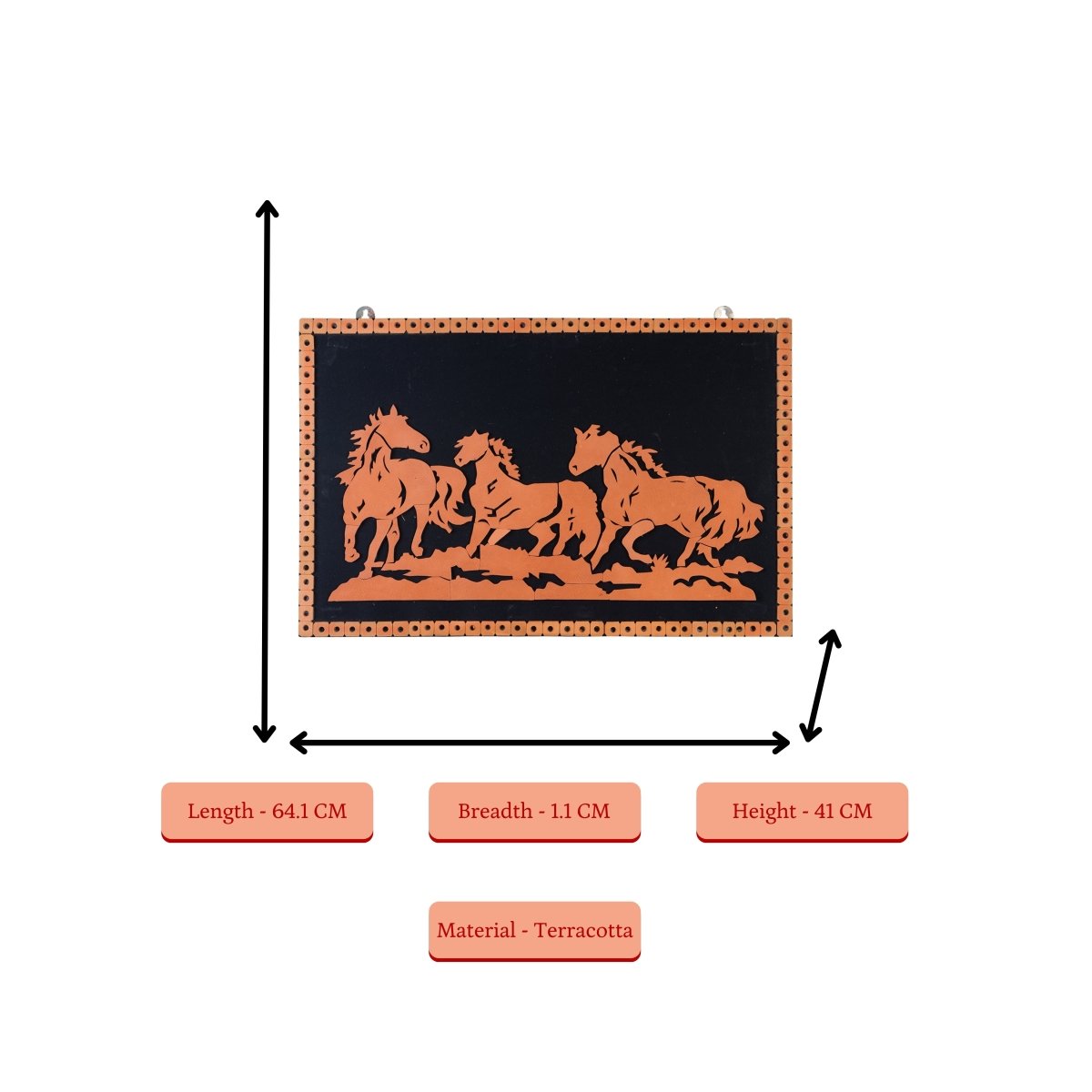 Handcrafted Terracotta Running Horse Wall Art Décor - Sowpeace - Animal - New Arrivals