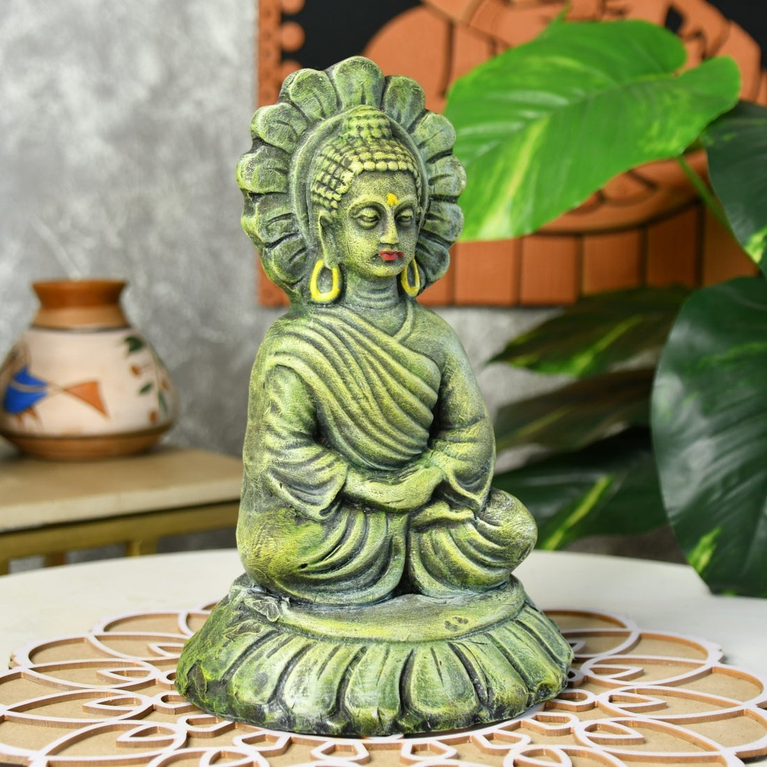 Handcrafted Terracotta Sitting Buddha: Artisan Home Decor by Sowpeace - terracotta tabletop - Sowpeace - Buddha - God Idols