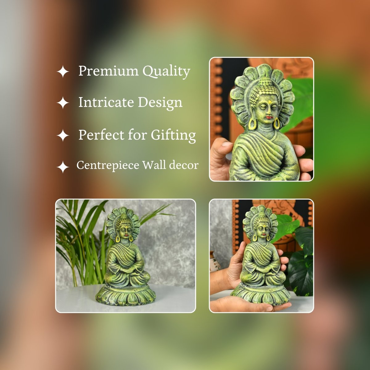 Handcrafted Terracotta Sitting Buddha: Artisan Home Decor by Sowpeace - terracotta tabletop - Sowpeace - Buddha - God Idols