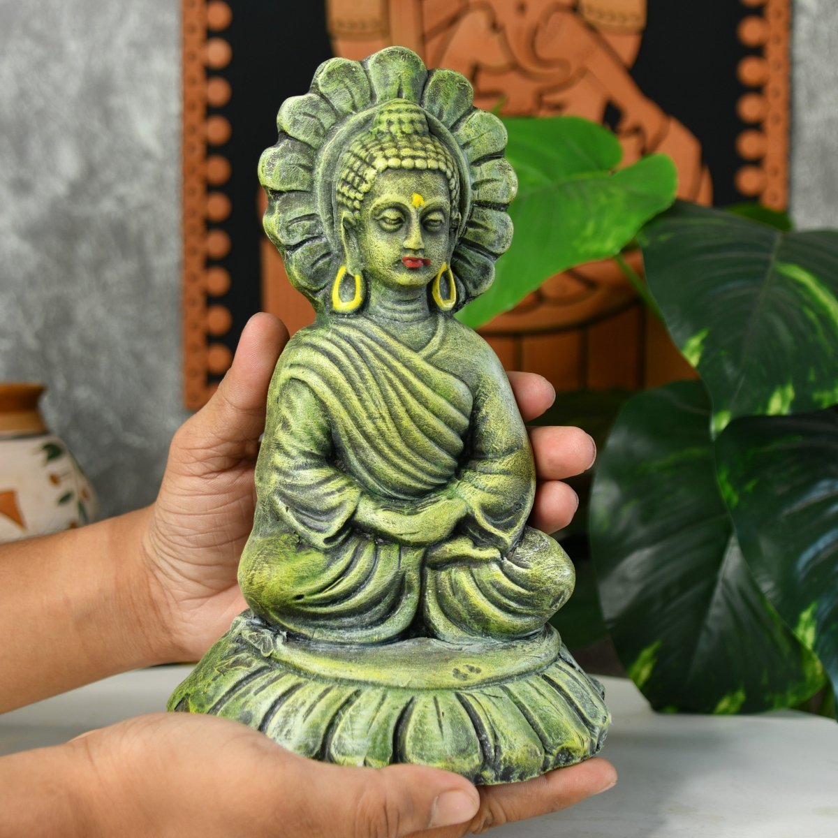 Handcrafted Terracotta Sitting Buddha: Artisan Home Decor by Sowpeace - terracotta tabletop - Sowpeace - Buddha - God Idols