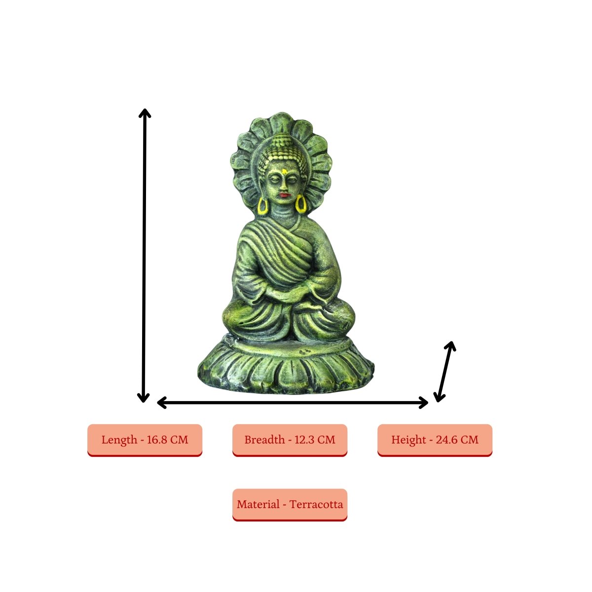 Handcrafted Terracotta Sitting Buddha: Artisan Home Decor by Sowpeace - terracotta tabletop - Sowpeace - Buddha - God Idols