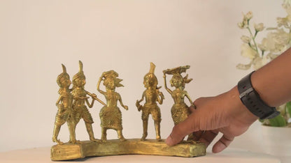 Dhokra Farmers: Large Brass Tabletop Decor