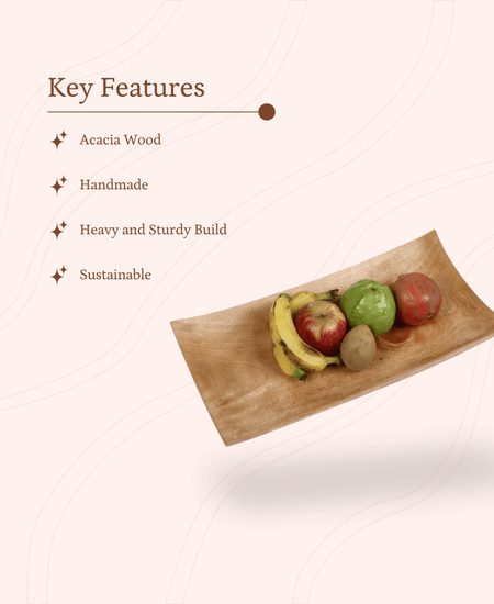 Sowpeace 12-Inch Acacia Wood Tray - Artisan Crafted