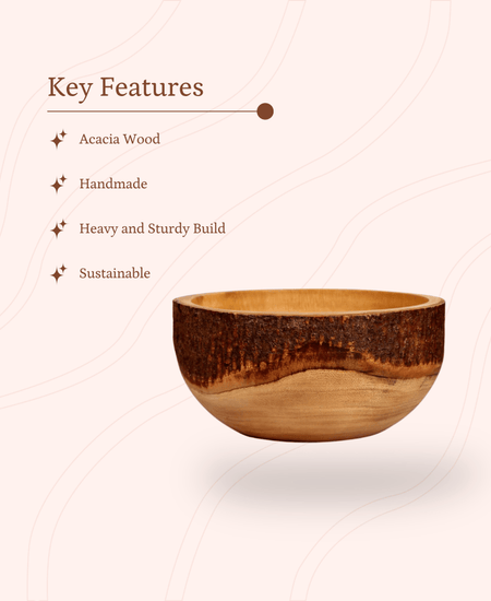 Sowpeace 12-Inch Premium Round Acacia Wood Bowl