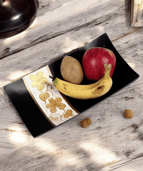 Sowpeace 14-Inch Handcrafted Black Acacia Wood Tray