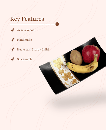 Sowpeace 14-Inch Handcrafted Black Acacia Wood Tray