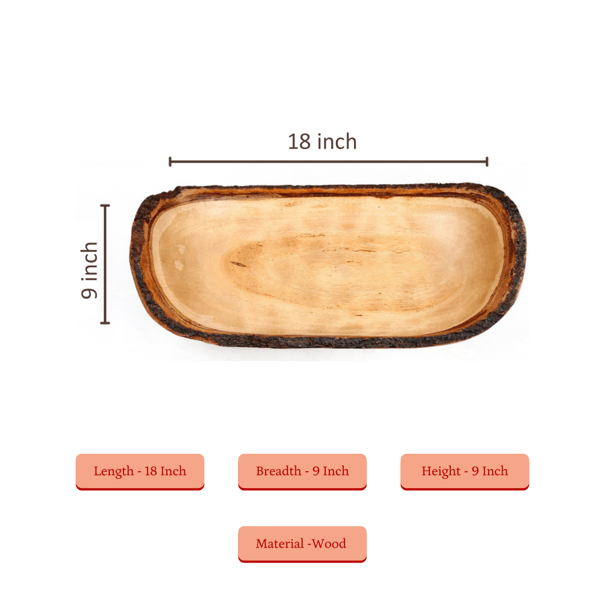 Sowpeace 18 - Inch Acacia Wood Oval Serving Bowl - Sowpeace - 