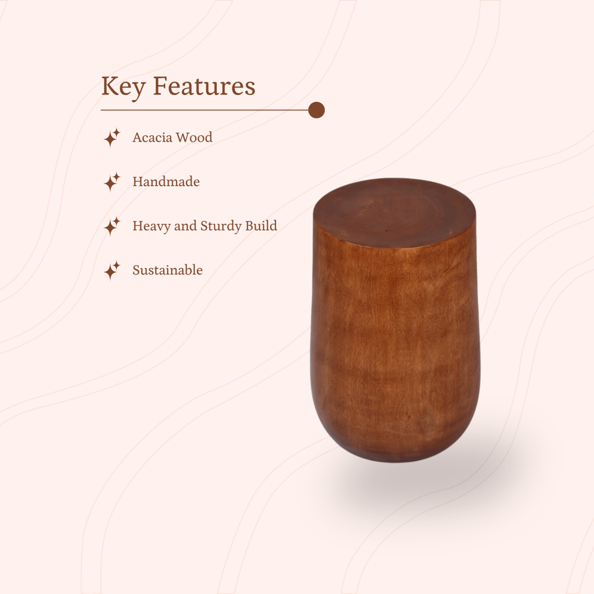 Sowpeace Acacia Wood Artisan Sitting Stool - Stool - Sowpeace - Stool - 
