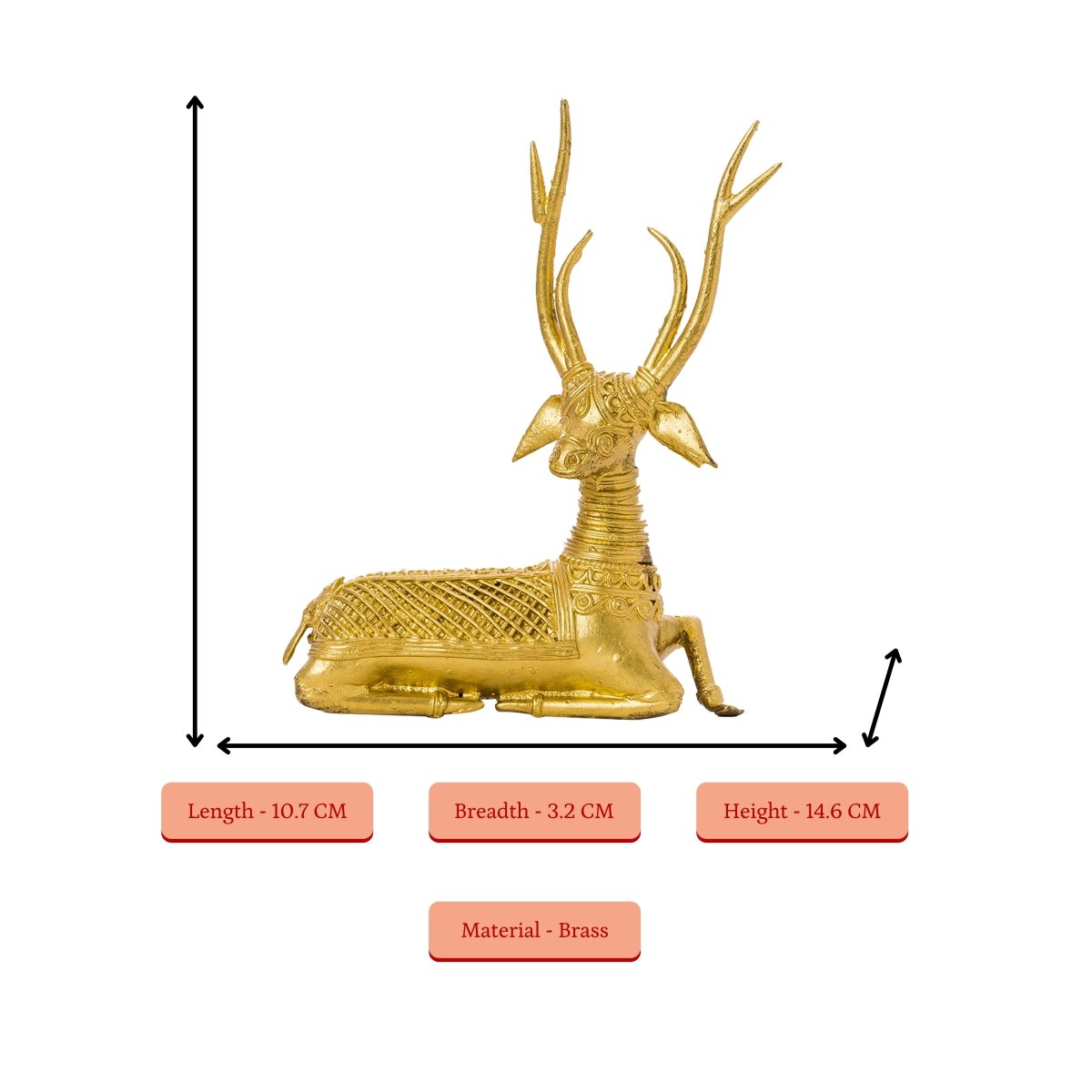 Sowpeace Dhokra Deer Sitting - Dhokra - Sowpeace - Animal - Dhokra tabletop