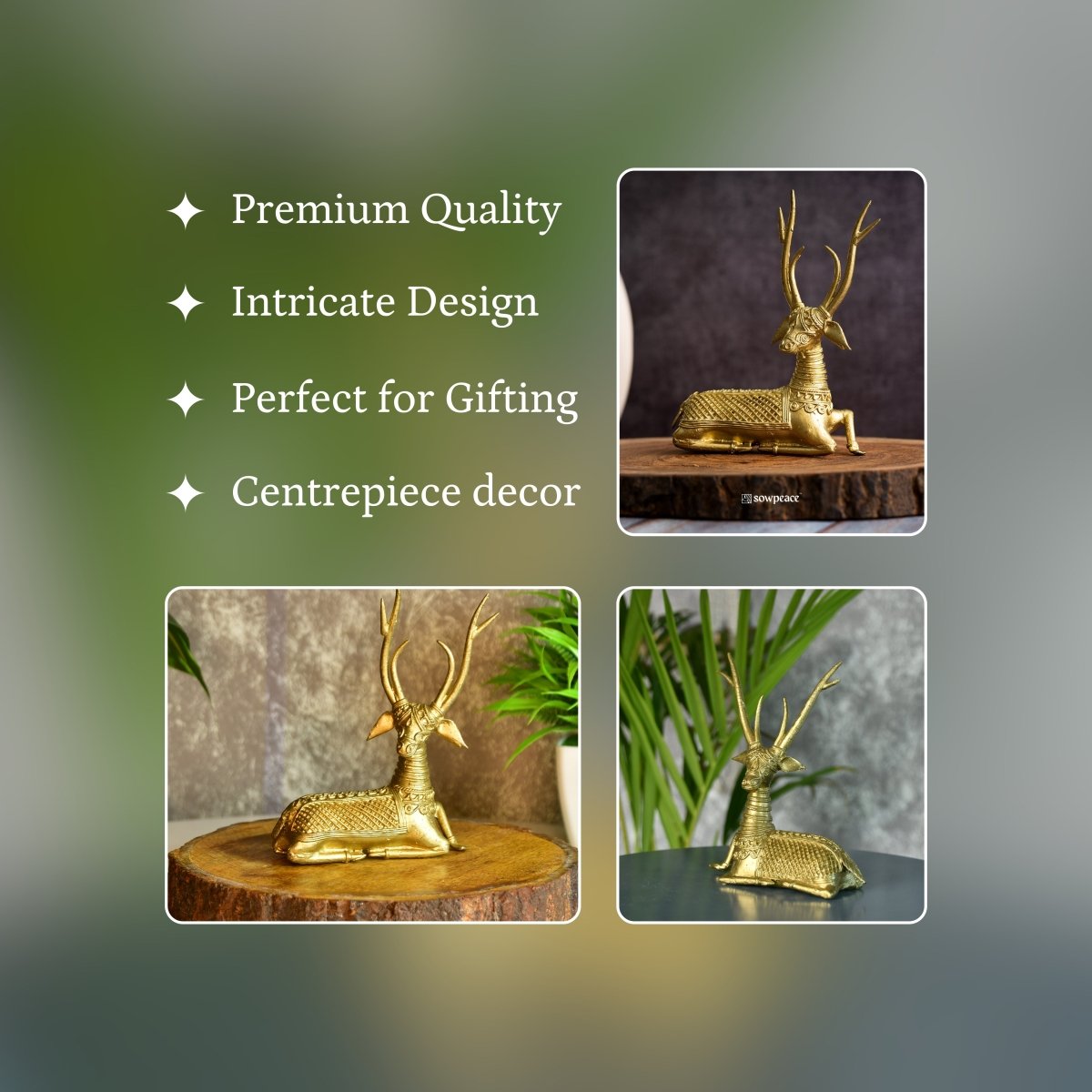 Sowpeace Dhokra Deer Sitting - Dhokra - Sowpeace - Animal - Dhokra tabletop