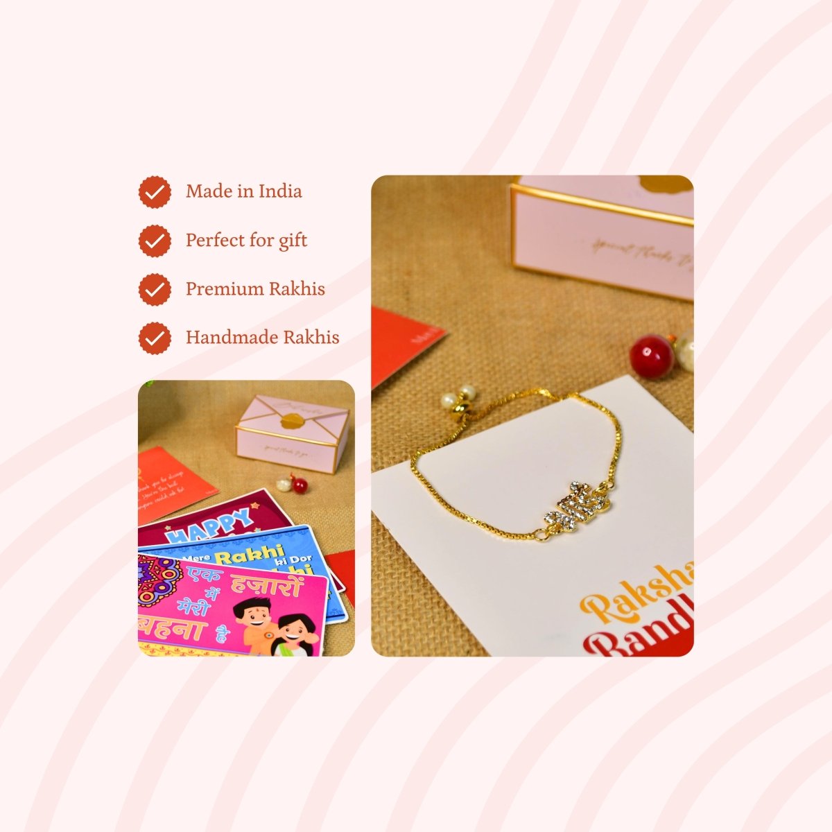 Sowpeace Exquisite BHAI Rakhi Pack of 1 with Roli Chawal and Greeting card combo for Raksha Bandhan and Gifting - Sowpeace - 