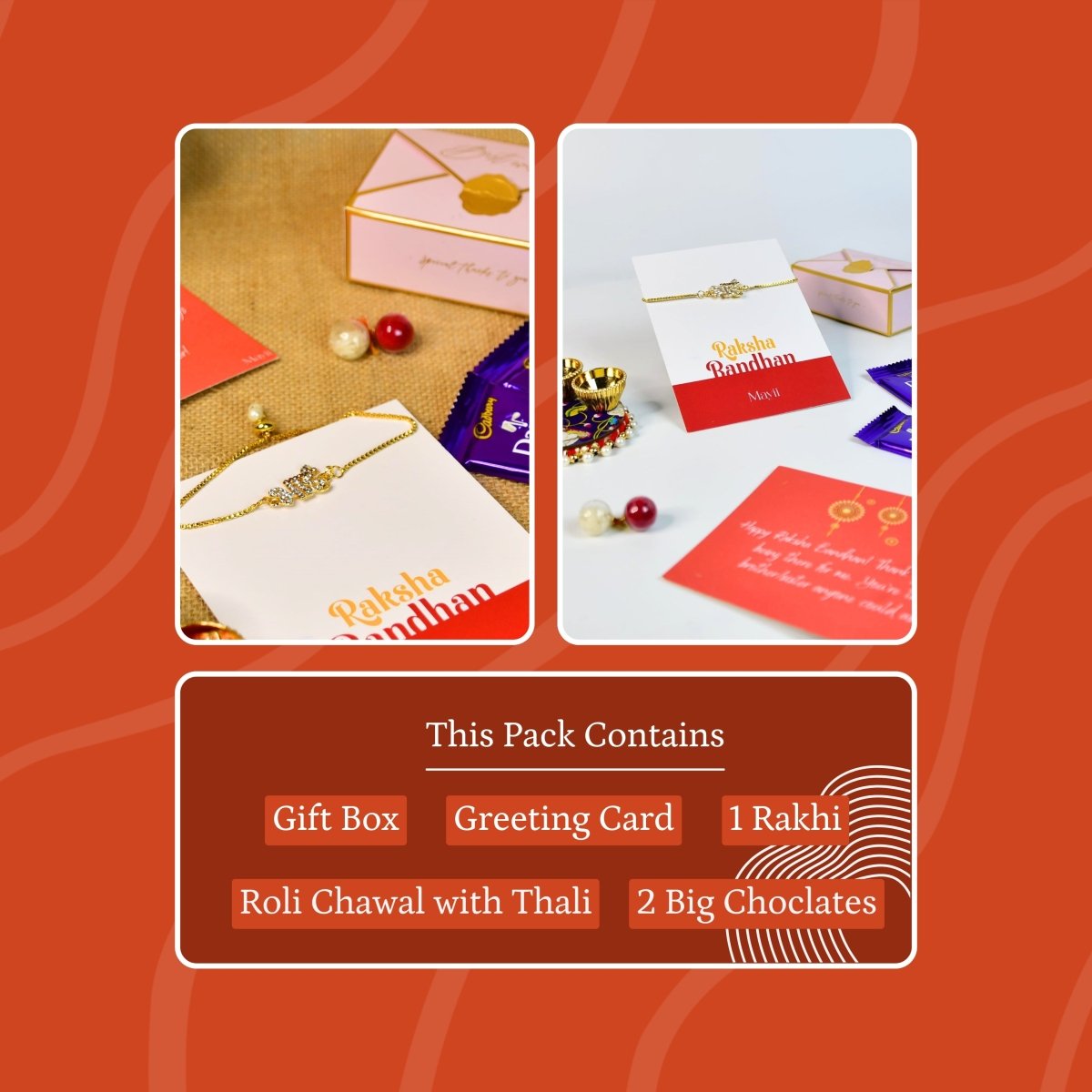 Sowpeace Exquisite BHAI Rakhi Pack of 1 with Roli Chawal and Greeting card combo for Raksha Bandhan and Gifting - Sowpeace - 