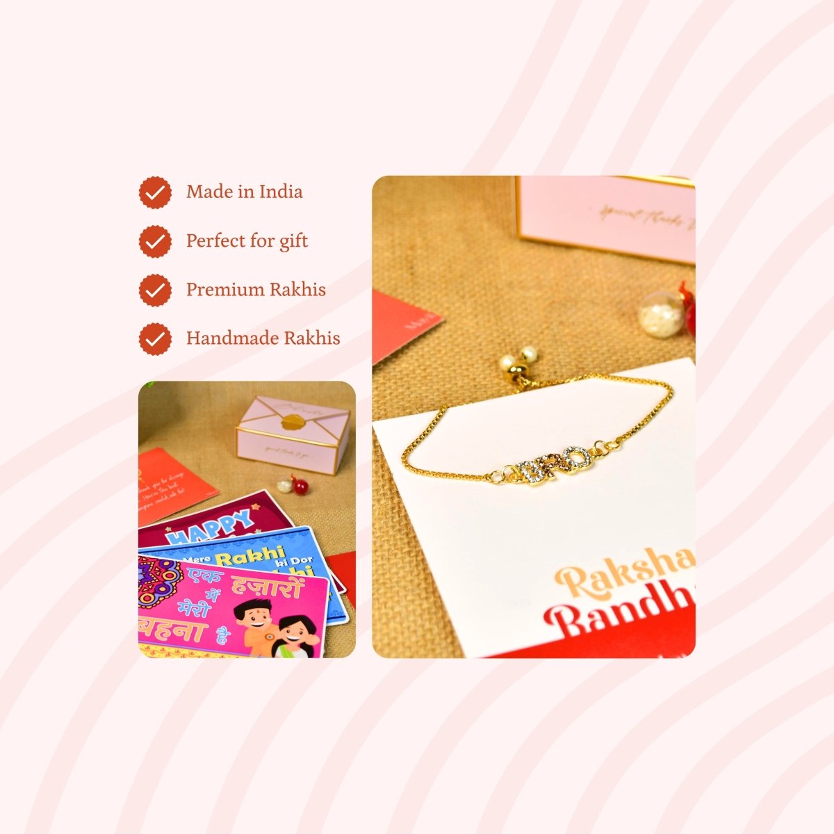 Sowpeace Exquisite BRO Rakhi Pack of 1 with Roli Chawal and Greeting card combo for Raksha Bandhan and Gifting - Sowpeace - 
