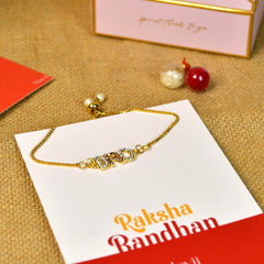 Sowpeace Exquisite BRO Rakhi Pack of 1 with Roli Chawal and Greeting card combo for Raksha Bandhan and Gifting - Additional View