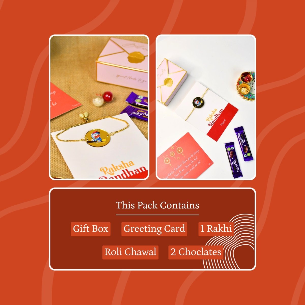 Sowpeace Exquisite Doraemon Rakhi Pack of 1 with Roli Chawal and Greeting card combo for Raksha Bandhan and Gifting - Sowpeace - 