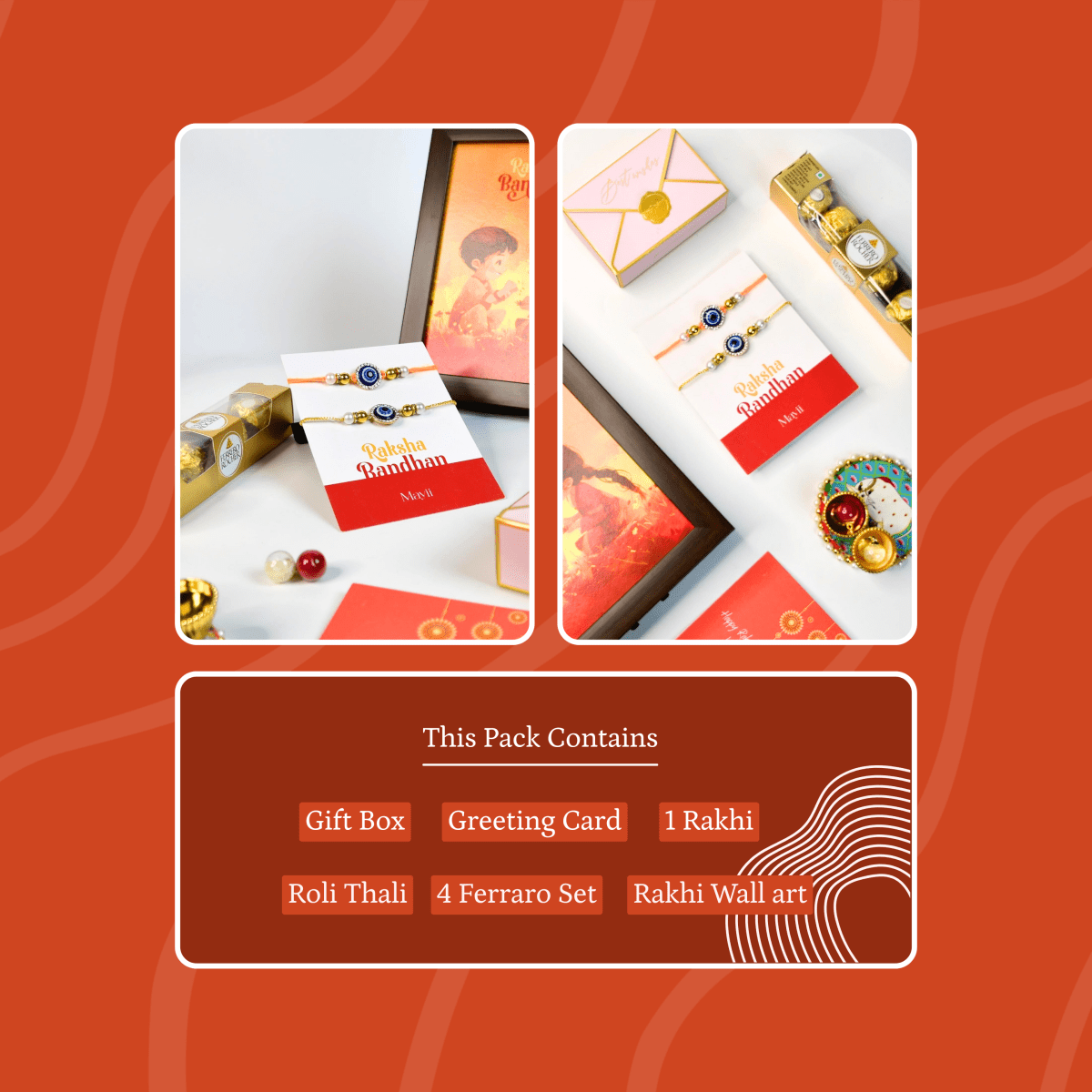 Sowpeace Exquisite Evil Eye Rakhi Pack of 2 with Roli Chawal and Greeting card combo for Raksha Bandhan and Gifting - Sowpeace - 