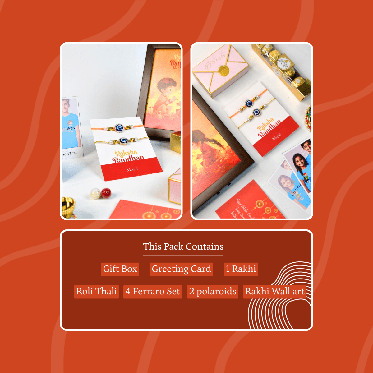Sowpeace Exquisite Evil Eye Rakhi Pack of 2 with Roli Chawal and Greeting card combo for Raksha Bandhan and Gifting - Sowpeace - 