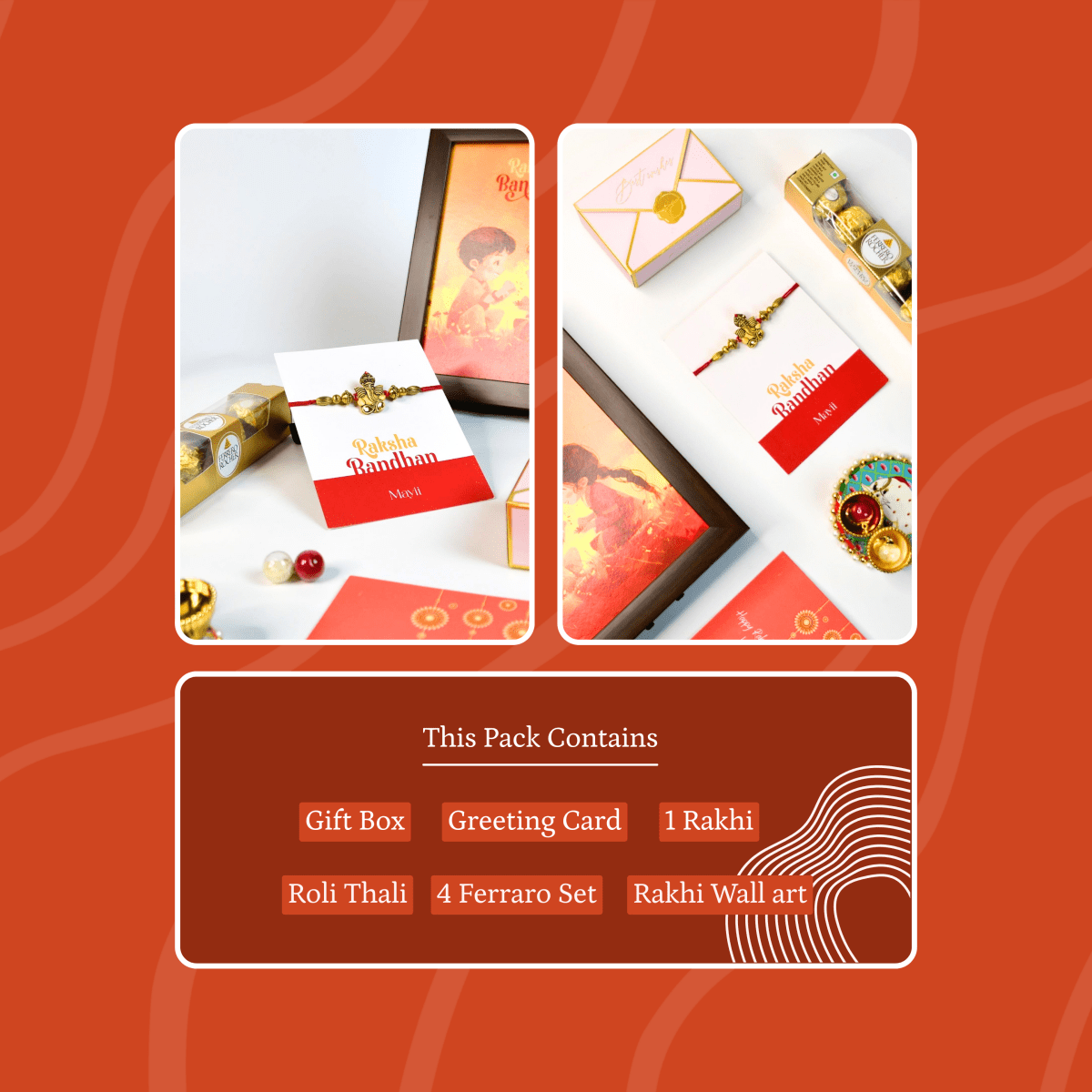 Sowpeace Exquisite Golden Ganesha Rakhi Pack of 1 with Roli Chawal and Greeting card combo for Raksha Bandhan and Gifting - Sowpeace - 