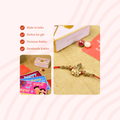 Sowpeace Exquisite Golden Ganesha Rakhi Pack of 1 with Roli Chawal and Greeting card combo for Raksha Bandhan and Gifting - Sowpeace - 