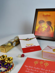 Sowpeace Exquisite Green Ganesha Rakhi Pack of 1 with Roli Chawal Thali, Chocolates, Photo Frame and Greeting card combo for Raksha Bandhan and Gifting - Additional View
