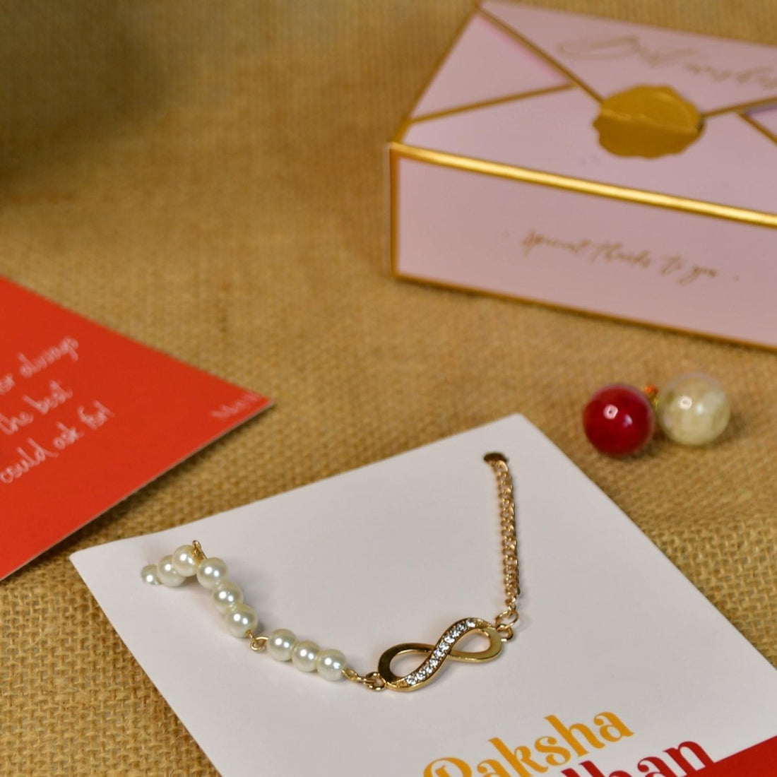 Sowpeace Exquisite Infinite Rakhi Pack of 1 with Roli Chawal and Greeting card combo for Raksha Bandhan and Gifting - Sowpeace - 