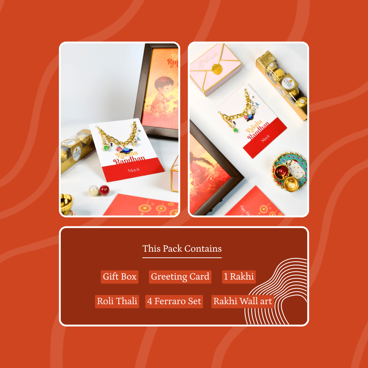 Sowpeace Exquisite Metal Abstract Rakhi Pack of 1 with Roli Chawal and Greeting card combo for Raksha Bandhan and Gifting