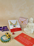 Sowpeace Exquisite Metal Abstract Rakhi Pack of 1 with Roli Chawal Thali, Chocolates, Buddha and Greeting card combo for Raksha Bandhan and Gifting - Rakhi - Sowpeace - Default Title - RAK - GLX - HND - P4 - Sowpeace