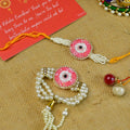 Sowpeace Exquisite Pink Circle Rakhi Pack of 2 with Roli Chawal and Greeting card combo for Raksha Bandhan and Gifting - Sowpeace - 