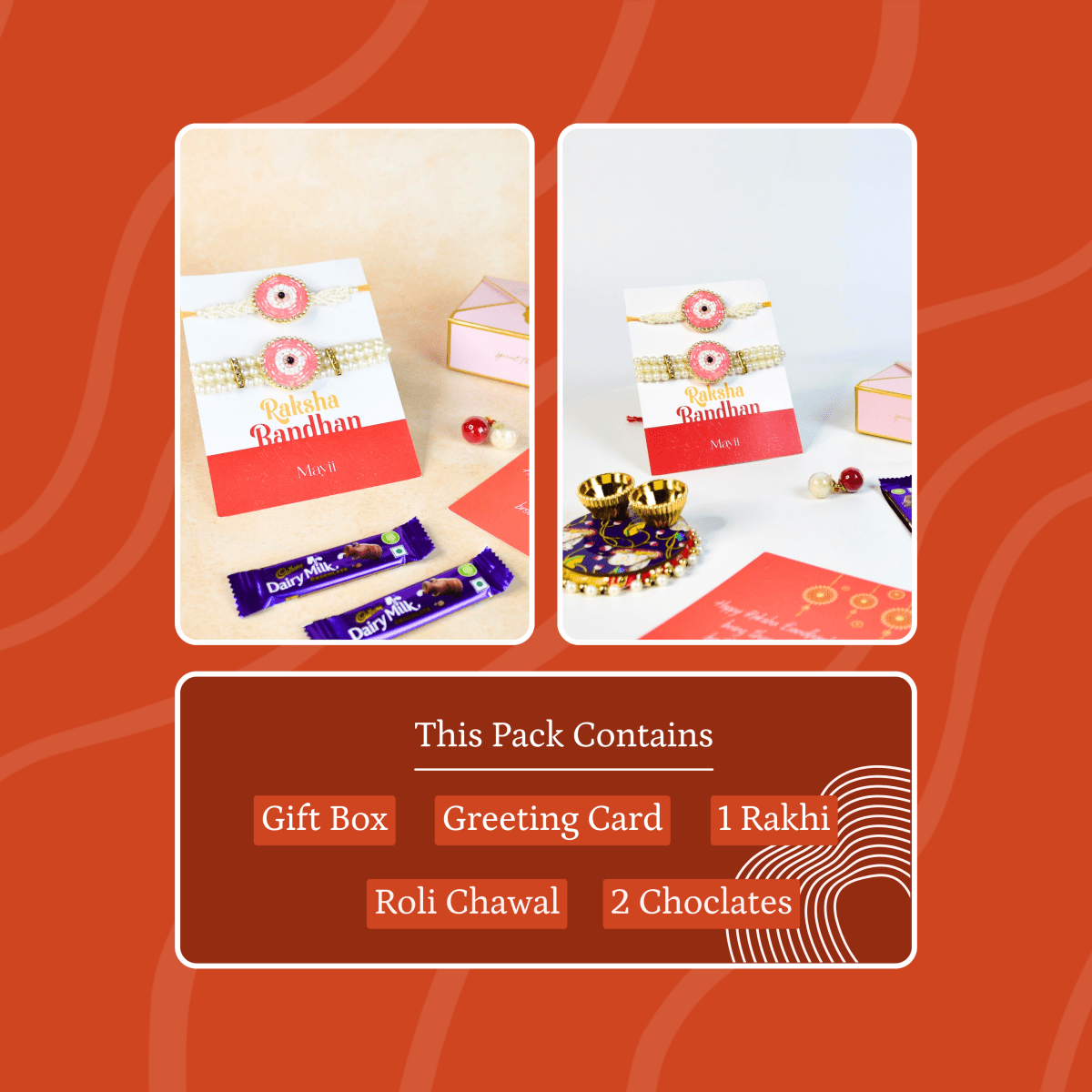 Sowpeace Exquisite Pink Circle Rakhi Pack of 2 with Roli Chawal and Greeting card combo for Raksha Bandhan and Gifting - Sowpeace - 