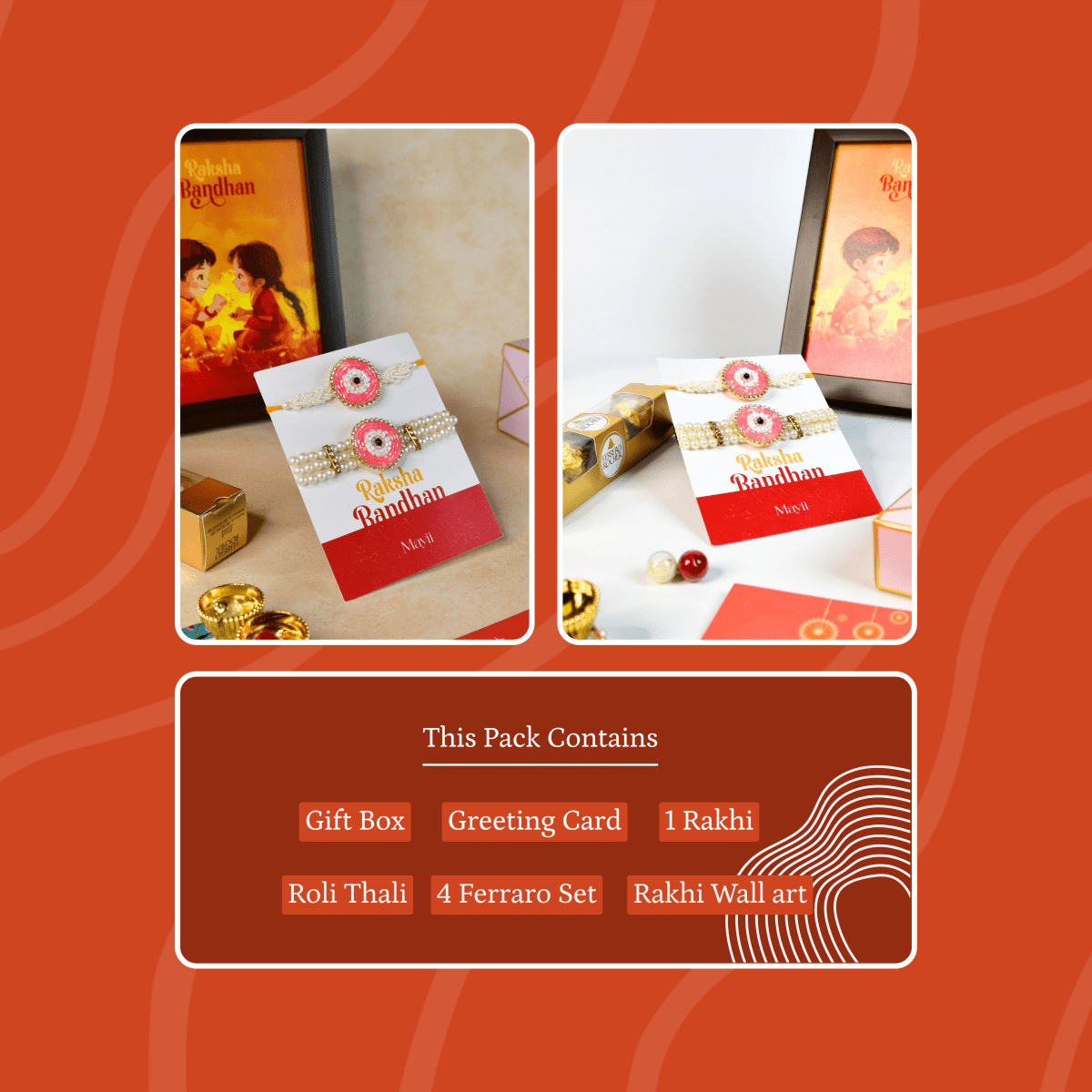 Sowpeace Exquisite Pink Circle Rakhi Pack of 2 with Roli Chawal and Greeting card combo for Raksha Bandhan and Gifting - Sowpeace - 