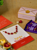 Sowpeace Exquisite Red Beads Rakhi Pack of 1 with Roli Chawal Thali, Chocolates, and Greeting card combo for Raksha Bandhan and Gifting - Rakhi - Sowpeace - Default Title - RAK - REDBD - HND - P3 - Sowpeace