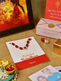 Sowpeace Exquisite Red Beads Rakhi Pack of 1 with Roli Chawal Thali, Chocolates, Photo Frame, Poloroids and Greeting card combo for Raksha Bandhan and Gifting - Rakhi - Sowpeace - Default Title - RAK - REDBD - HND - P7 - Sowpeace