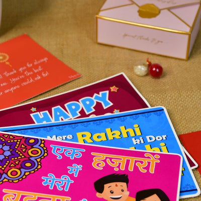 Sowpeace Exquisite Red Flower Rakhi Pack of 1 with Roli Chawal Thali, Chocolates, and Greeting card combo for Raksha Bandhan and Gifting