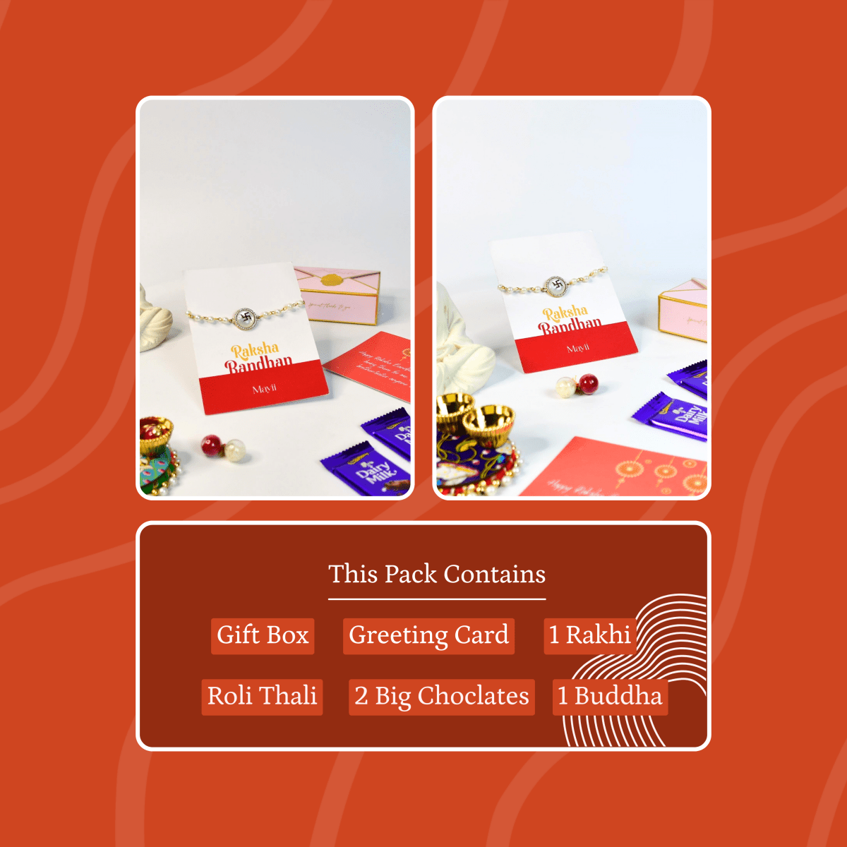 Sowpeace Exquisite Swastik Rakhi Pack of 1 with Roli Chawal and Greeting card combo for Raksha Bandhan and Gifting - Sowpeace - 