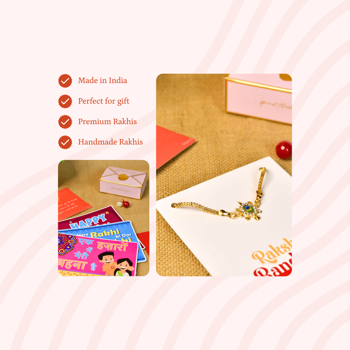 Sowpeace Exquisite Turtle Rakhi Pack of 1 with Roli Chawal and Greeting card combo for Raksha Bandhan and Gifting