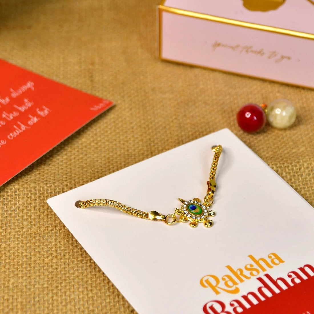 Sowpeace Exquisite Turtle Rakhi Pack of 1 with Roli Chawal and Greeting card combo for Raksha Bandhan and Gifting - Sowpeace - 