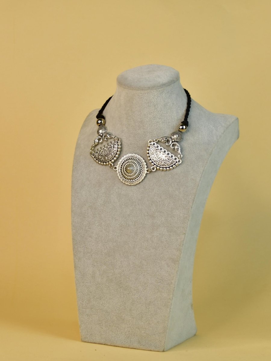 Sowpeace German Silver Choker: Mandala Flower & Peacock Design - Choker - SOWPEACE - Sowpeace German Silver Choker: Mandala Flower & Peacock Design - Flow - Neck - GS - CDWC - Sowpeace