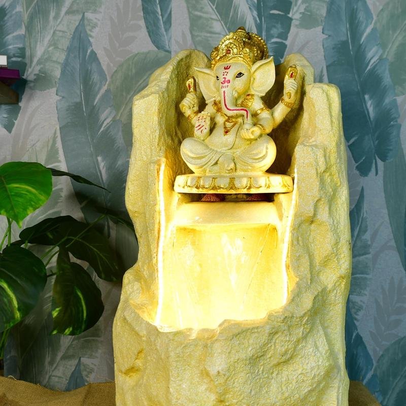 Sowpeace Golden Ganesha Water Fountain – Elegant Ganesha Sitting Waterfall for Luxurious Home Decor & Gifts - Tabletop - Sowpeace - 