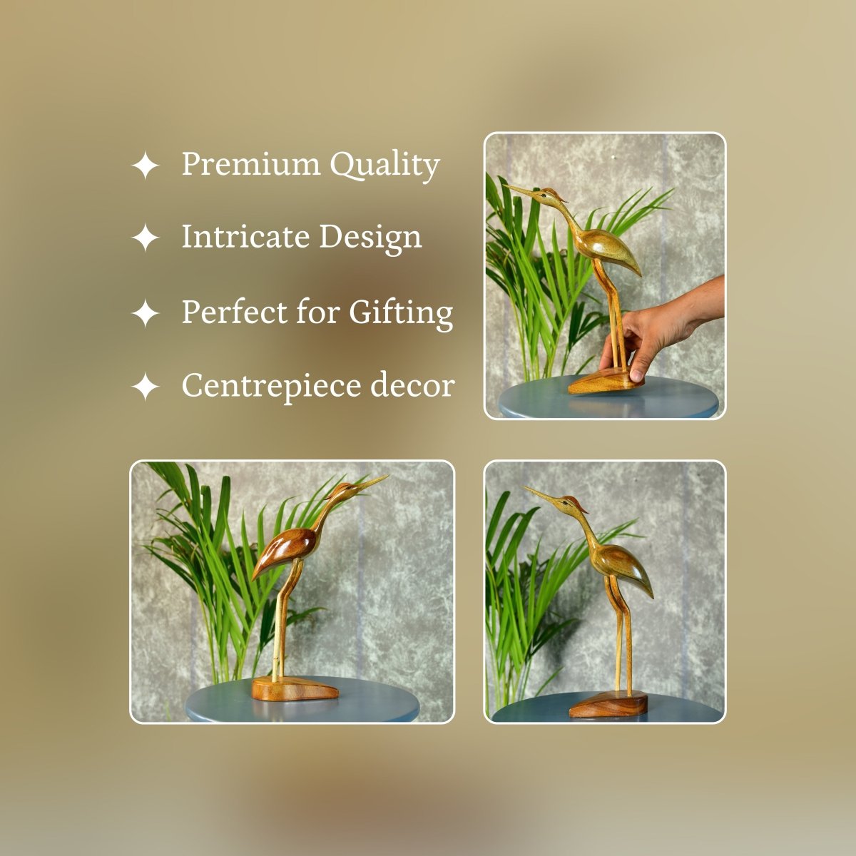 Sowpeace Hand-Carved Flamingo: Tropical Elegance on Your Tabletop