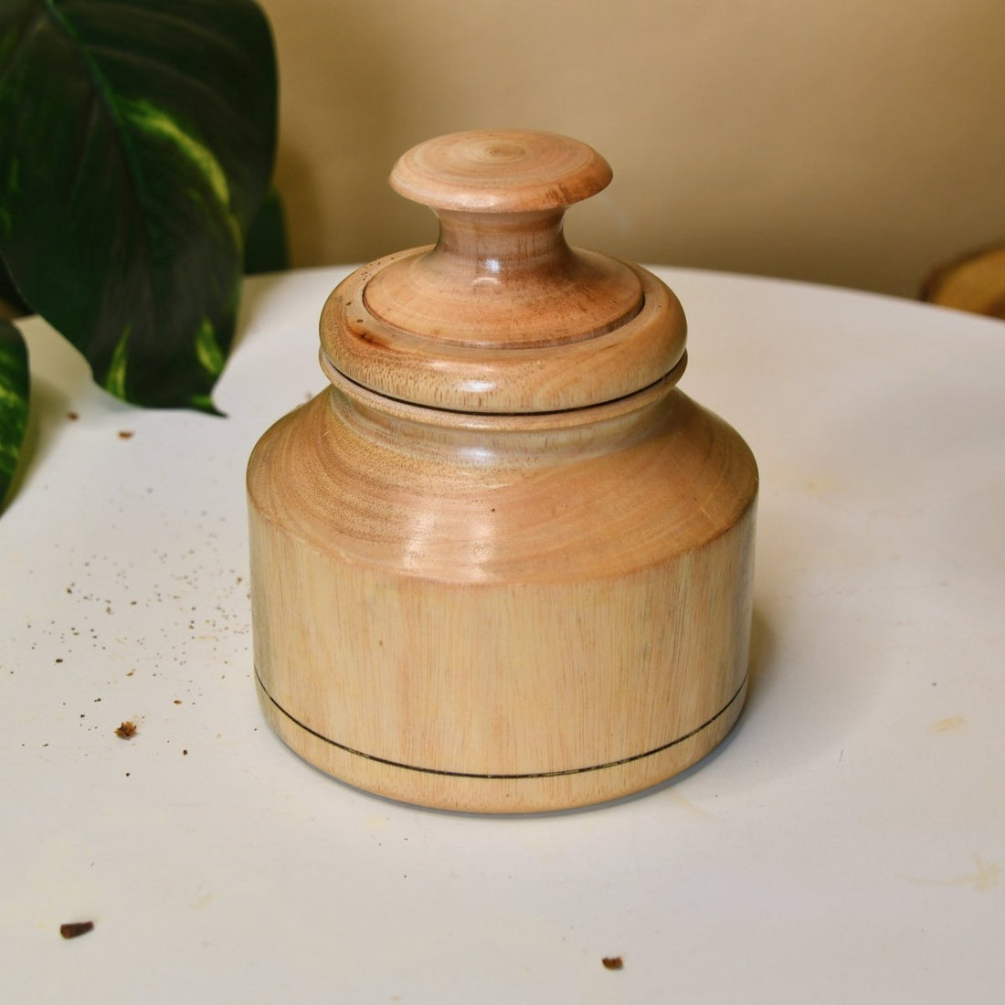 Sowpeace Hand - Carved Lidded Jar: Rustic Charm & Organized Elegance - Tabletop - Sowpeace - New Arrivals - Storage jar