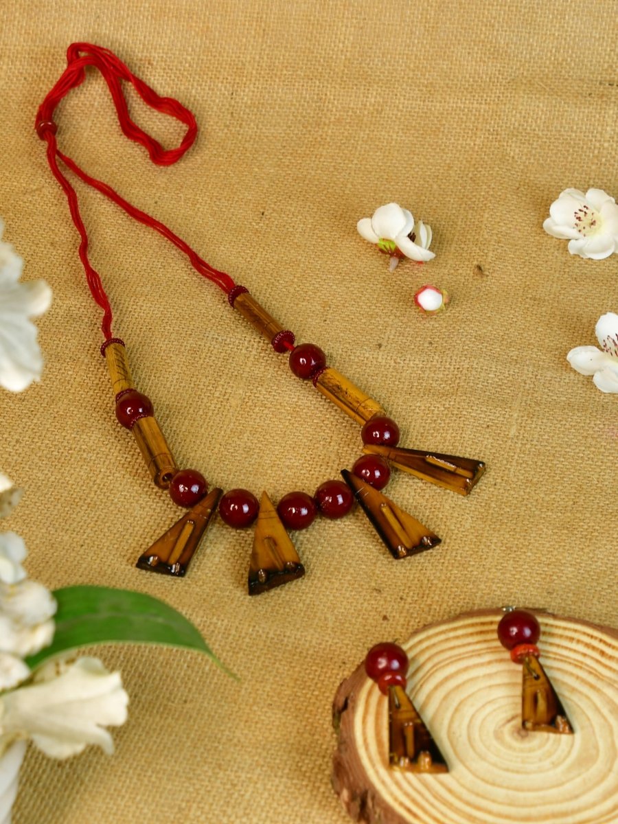 Sowpeace Handcrafted Bamboo Triangle Necklace: Artistic Tradition in Style - Necklace - SOWPEACE - Sowpeace Handcrafted Bamboo Triangle Necklace: Artistic Tradition in Style - Bamb - Neck - Bamb - BT - Sowpeace