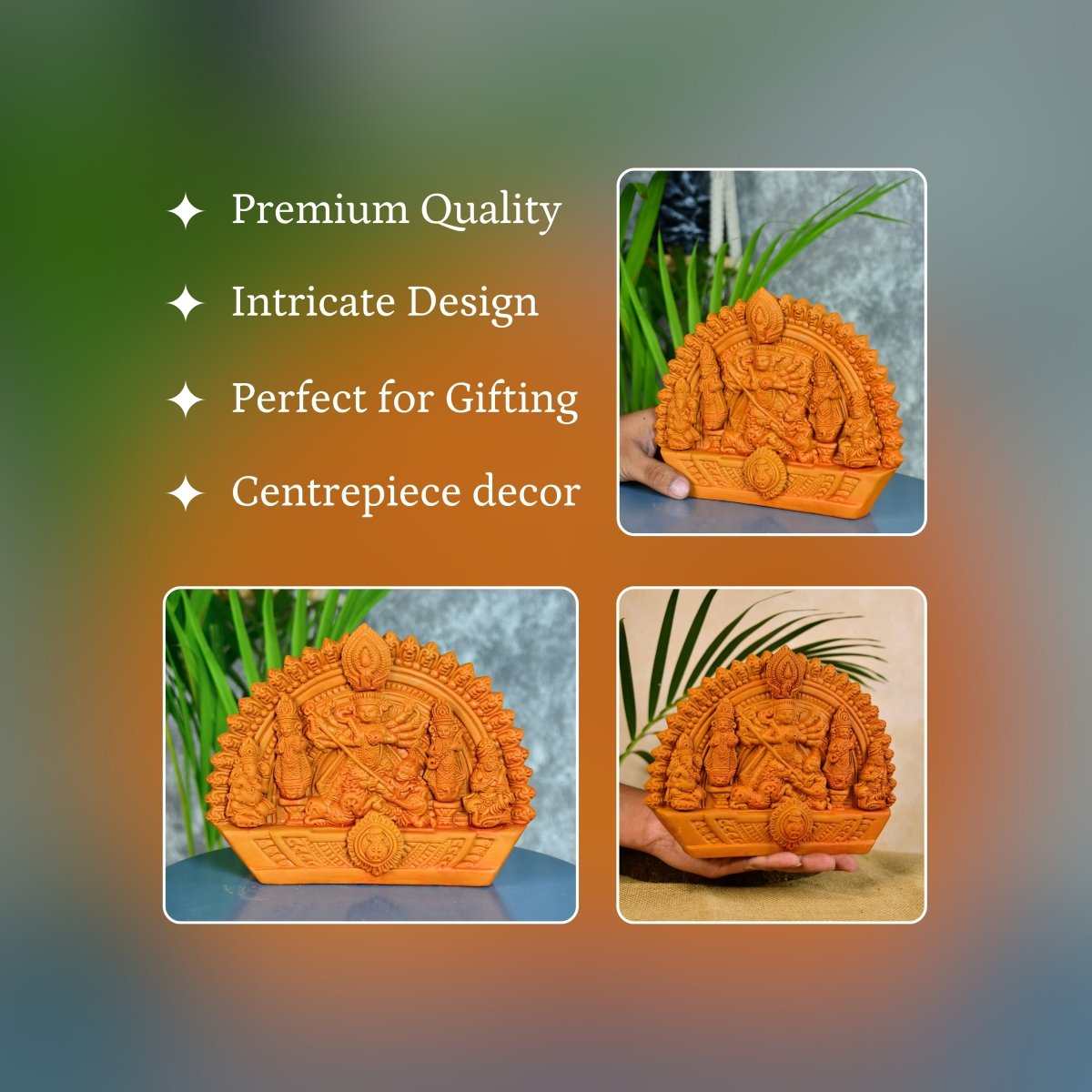 Sowpeace Handmade Terracotta Durga: Artisan Tabletop Decor - terracotta tabletop - Sowpeace - Diwali - New Arrivals
